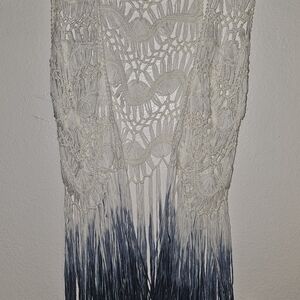 Betsey Johnson Cream and Blue Lace Vest